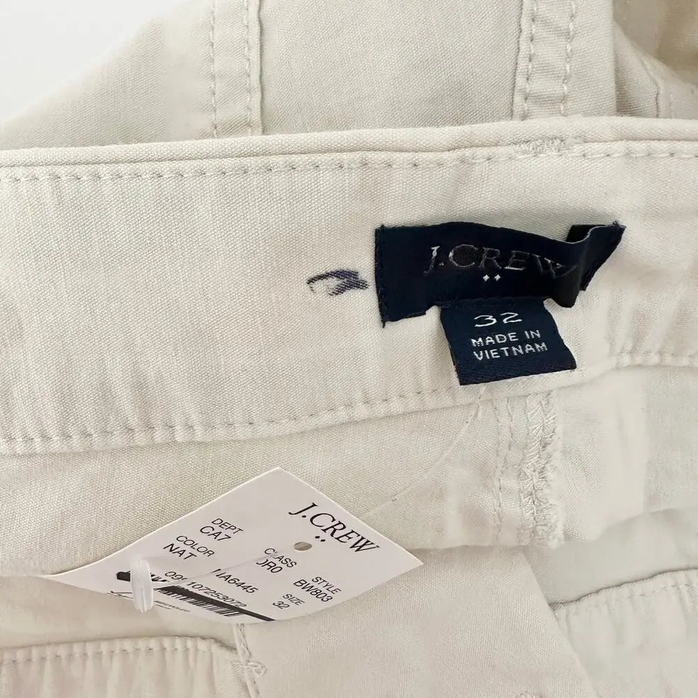 J.Crew Lizzie High Rise Patch Pocket Wide Leg Pant Classic Natural US 32 NWT